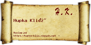 Hupka Klió névjegykártya